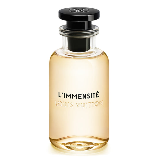 Louis Vuitton L'Immensite perfume bottle on a white background
